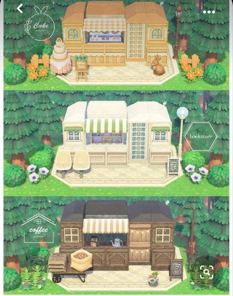 Animal Crossing Market Stall, Animal Crossing Big Area Ideas, Towncore Animal Crossing, Animal Crossing Mini Builds, Citycore Entrance Acnh, Acnh Amusement Park, Animal Crossing Island Inspo, Acnh Shopping District Ideas, Acnh Island Ideas