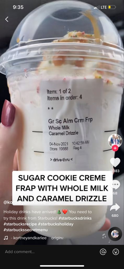 Sugar Cookie Frappuccino Starbucks, Drinks Ideas, Starbucks Frappuccino, Starbucks Secret Menu, Starbucks Drinks Recipes, Coffee Drink Recipes, Starbucks Recipes, Drinks Recipes, Starbucks Drinks