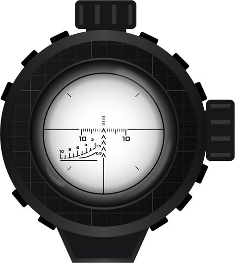 A black optical rifle scope graphic with a black, numbered and reticle lined, zooming sight. Detailed Graphic design of a sniper rifle scope. Created using Adobe Illustrator. Reticle Design, Anime References, A Black, Adobe Illustrator, Abc, Illustrator, Key, Graphic Design, Anime