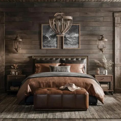 12 Stunning Western Bedroom Ideas to Inspire Your Decor 9 Old West Bedroom, Master Bedrooms Western, Elegant Western Home Decor, Western Luxury Home, Yellowstone Inspired Bedroom, Blue Western Bedroom, Cozy Western Bedroom, Western Accent Wall, Dark Western Bedroom