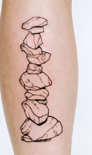 stack of rocks Rock Tattoos Stone, Small Rock Tattoo Ideas, Stacked Rocks Drawing, Stack Of Rocks Tattoo, Stacked Stones Tattoo, Geological Tattoo, Rock Stack Tattoo, Stacked Rocks Tattoo, Stone Tattoo Realistic