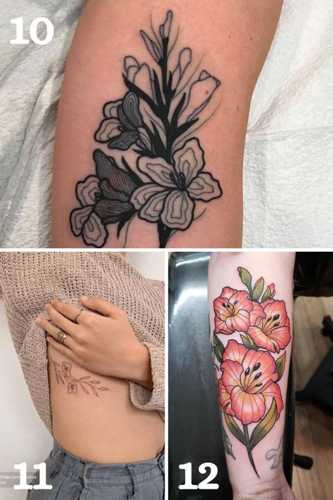 August Birth Flower Tattoos {Poppies + Gladiolus} - TattooGlee Virgo Flower Tattoo August, August Flower Tattoo, Gladiolus Flower Tattoos, July Birth Flower Tattoo, Virgo Flower, August Flower, 22 Tattoo, Poppy Flower Tattoo, Lily Flower Tattoos