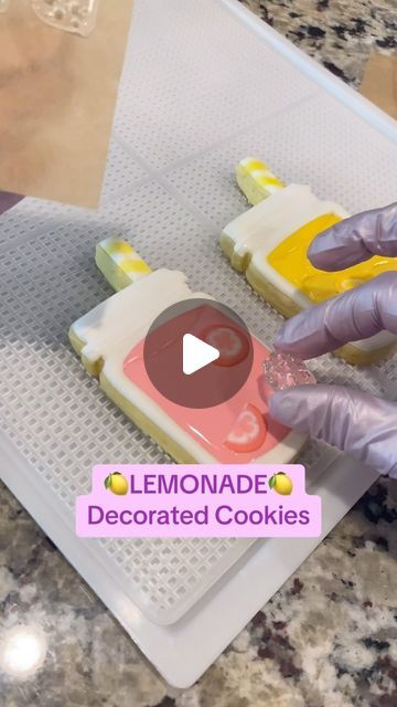 Ashley Marquez on Instagram: "💕🍋 This lemon cookie recipe and cookie cutter are available on my website OR they’re tagged on the photo and you can shop directly on IG! 🫶🏼 #cookiesecorating#lemoncookies#isomalt" Isomalt Cookies Christmas, Isomalt Cookies, Sand Dollar Cookies Decorated, Starfish Cookies Decorated, Seashell Cookies Royal Icing, Lemon Sugar Cookies Cutout, Lemon Cookie Recipe, Stamped Cookies, Lemon Cookie