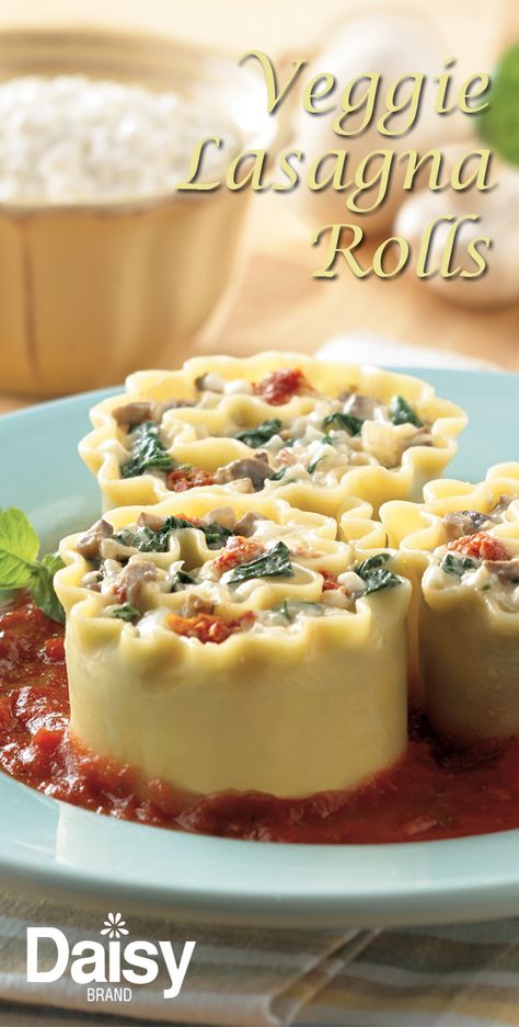 Veggie Lasagne, Lasagna Rolls Recipe, Healthy Thoughts, Daisy Brand, Daisy Cottage, Veggie Lasagna, Easy Pasta Dishes, Lasagna Rolls, Mushroom Pasta