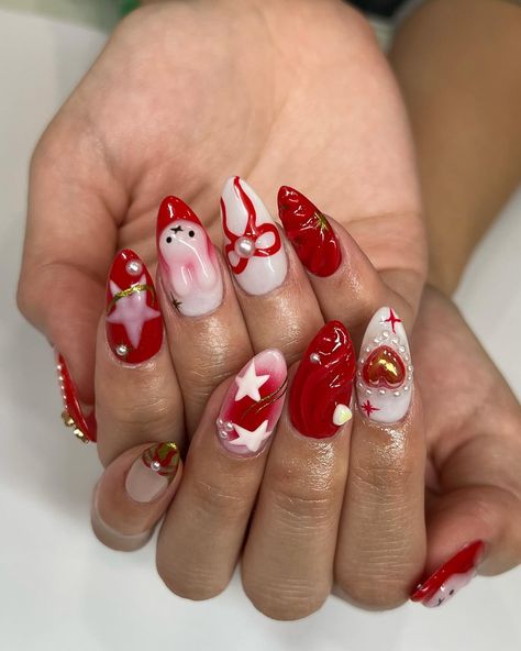 Miffy x lunar new year 🐉🧧♥️ inspo @kessii.studio Mouse Nails, Lunar Year Nails, Red Miffy Nails, 3d Miffy Nails, Miffy Gel Nails, Lunar New Year Nails, Red Moon In Venus Kali Uchis Nails, Miffy Nails, Soft Nails