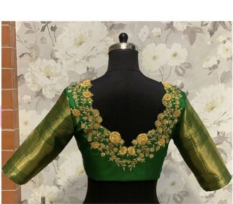 Parrot Work Blouse Design, Maggam Works On Green Blouse, Parrots Maggam Work Blouse Designs, Yellow With Green Aari Work Blouse, Parrot Green Maggam Work Blouse, Red Blouse Design, Boat Neck Blouse Design, Lehenga Saree Design, Best Blouse Designs