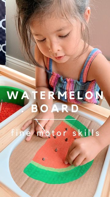 Watermelon Sensory Bin, Watermelon Activities For Toddlers, Watermelon Activity, Coloring Rice, Fine Motor Board, Watermelon Activities, Dyed Rice, Watermelon Theme, Color Rice