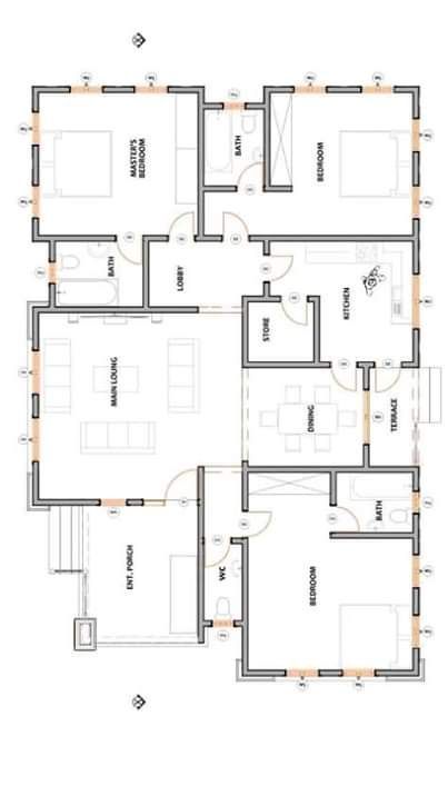 Small Simple House Plans, Inexpensive House Plans, Housing Floor Plans, 5 Bedroom Bungalow, Bungalow House Floor Plans, Four Bedroom House Plans, Budget House Plans, Small House Blueprints, Building Design Plan