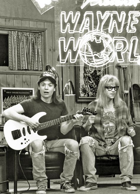 Wayne's World Mike Myers Dana Carvey Waynes World, Trans Masc, Dana Carvey, Jean Genie, Fred Armisen, Wes Anderson Films, Wayne's World, Vintage Instagram, World Wallpaper