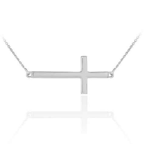 14k White Gold Contemporary Sideways Cross Necklace 16 Inches * To view further for this item, visit the image link. (This is an affiliate link) #Necklaces Celebrity Necklace, Horn Coral, Sideways Cross Necklace, Cross Necklace Sideways, Cross Necklaces, Cross Gift, White Gold Necklaces, Celtic Cross, Special Jewelry