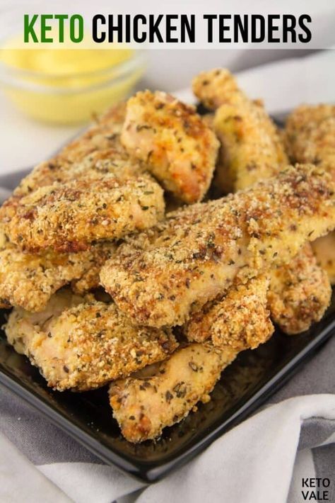 Keto Chicken Fingers Baked, Keto Chicken Fingers, Chicken Tenders Low Carb, Oven Baked Garlic, Garlic Parmesan Chicken Tenders, Chicken Fingers Recipe, Parmesan Garlic Chicken, Chicken Finger, Ninja Grill