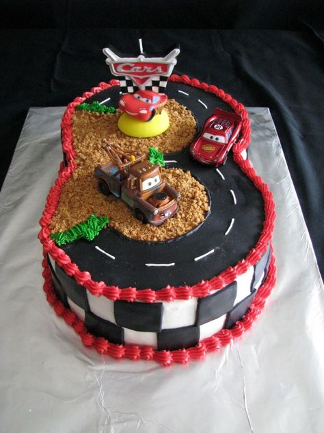 11 Disney Cars Birthday Cakes Perfect For The Cars Loving Kid - That Disney Fam Car Cakes For Boys, Birthday Cake Kids Boys, Disney Cars Cake, Rodjendanske Torte, Mcqueen Cake, Cars Birthday Cake, Cars Cake, Disney Cars Birthday, 3rd Birthday Cakes