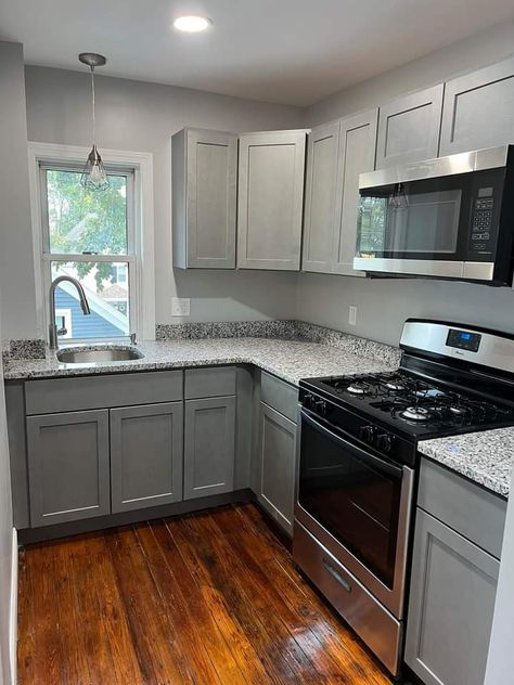 Light Grey Bottom Cabinets White Top, Kitchen Cabinets With Grey Walls, Behr Grey Kitchen Cabinets, Grey Base Cabinets White Uppers, Light Grey Kitchen Walls, Behr Ultra Light French Gray Kitchen Cabinet, Light Grey And White Kitchen, Light Gray Kitchen Cabinets, White Kitchen Cabinets And Counters Blue/gray Subway Tile Backsplash Ideas