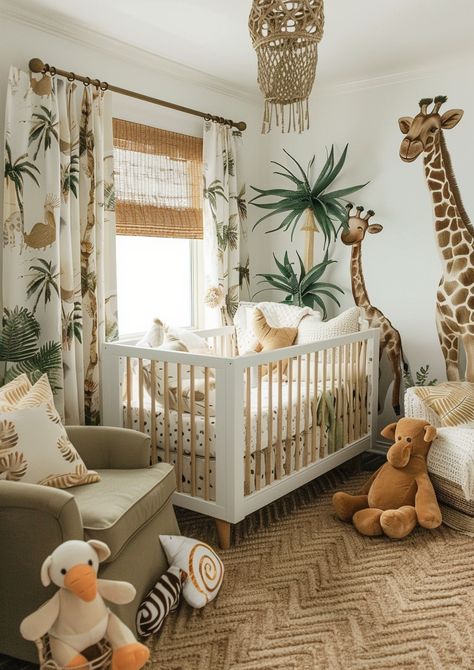 Explore 24 adorable safari nursery ideas to create a jungle-themed haven for your little one! 🦁🌿 From cute animal prints to lush greenery and playful accents, get inspired to design a space that’s both fun and cozy. #SafariNursery #NurseryDecor #BabyRoomIdeas #JungleTheme Nursery Decor Jungle, Nursery Ideas Giraffe, Safari Kids Room Jungle Theme, Zoo Nursery Ideas, Animal Theme Nursery Boy, Baby Jungle Theme Nursery, Nursery Ideas Jungle, Boho Gender Neutral Nursery, Safari Boy Nursery