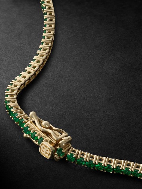 Sydney Evan describes its jewellery as "classic; yet whimsical". A perfect example, this tennis-style bracelet is cast from gold and studded with round-cut emeralds for a pop of colour. Emerald Bracelet Gold, Emerald Watch, Jewellery Men, Emerald Jewellery, Emerald Necklace Pendant, Jewerly Designs, Mens Gold Jewelry, Emerald Bracelet, Bracelets Gold Diamond