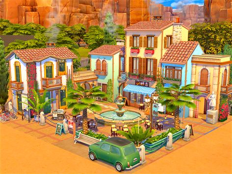 Sims 4 Two Houses One Lot, Sims 4 Selvadorada Build, Sims 4 Village Lot, Sims Rental Ideas, Sims 4 Rental Build, Sims 4 Oasis Springs Build, Sims For Rent, Sims 4 Italian House, For Rent Sims 4