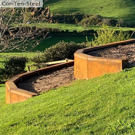 Corten Steel Retaining Wall, Retaining Wall Drainage, Retaining Wall Fence, Steel Retaining Wall, Metal Garden Edging, Steel Garden Edging, Steel Fence Panels, Retaining Wall Design, Garden Retaining Wall