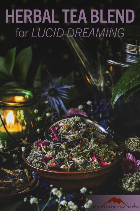 Herbs For Sleep, Dream Herbs, Tea Blends Recipes, Herbal Tea Garden, Dream Tea, Healing Tea, Sleep Tea, Mountain Rose Herbs, Herbal Teas Recipes