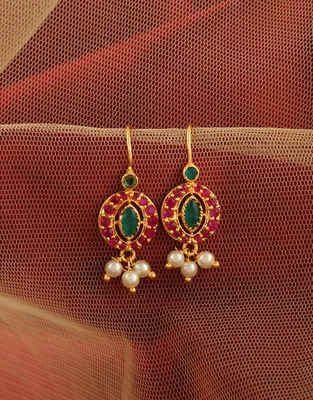 Multi Colour Gold Finish Moti Styled Bugadi Maharashtrian Bugadi, Small Earrings Gold, Gold Earrings Indian, Antique Gold Earrings, Gold Jhumka Earrings, Gold Jewelry Simple Necklace, Real Gold Jewelry, Indian Jewellery Design Earrings, Gold Ring Designs