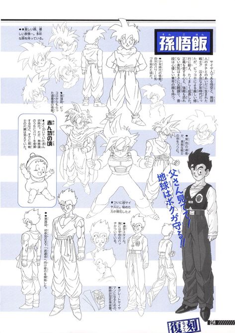 Dragon Ball Reference, Dragonball Character Design, Dbz Reference Drawing, Dbz Character Sheet, Goku Character Sheet, Gohan Character Sheet, Dragon Ball Super Saiyan, Toriyama Art, Son Gohan