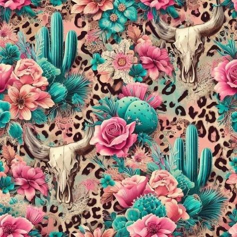 Desert, cactus, flowers, leopard print, wallpaper, background, tumbler image Western Wallpaper Iphone Cow, Sublimation Background Designs, Wallpaper Iphone Cow Print, Sublimation Ideas Projects, Sublimination Ideas, Sublimation Cups, Background Frames, Tumbler Backgrounds, Leopard Print Wallpaper