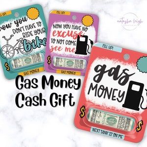 These Gas Money cash holder cards give you an adorable way to give money as a gift!! Perfect for a new driver or college student gift. The handmade paper money card features a heavy card stock background and measures 4" x 5". Just roll up the money, peel off the adhesive back, and stick it to the front of the card and you are ready to gift! Gift Money Holder, Money Holders Card, Money As A Gift, Gas Money, Cash Holder, Teen Driver, Gift Money, Stock Background, Money Card