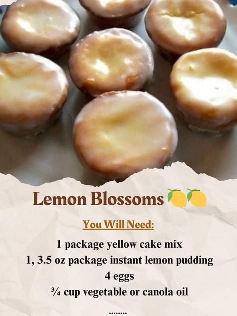 Strawberry Cake Mix, Lemon Blossoms, Lemon Pudding, Grandmas Recipes, Easy Baking Recipes Desserts, Yellow Cake, Cake Mix Recipes, Yellow Cake Mixes, Canola Oil