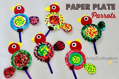 Looking for Paper Plate Parrot Craft ? Then you are at the right place. See - Artsy Craftsy Mom - Easy Art , crafts and activities for kids Paper Plate Parrot, Plate Craft Ideas, Paper Plates Crafts, Dot Markers Art, Parrot Craft, Paper Plate Animals, Paper Plate Craft, Preschool Projects, Birds Art