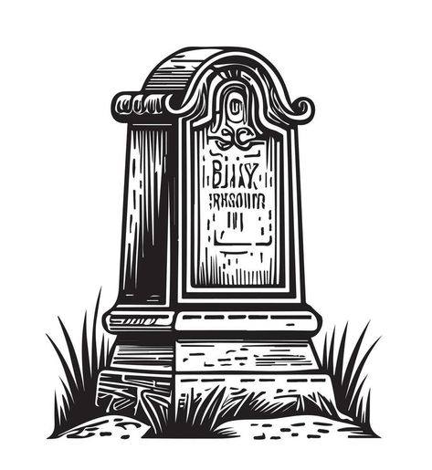 Tombstone graveyard sketch hand drawn in doodle style Vector illustratio Grave Doodle, Graveyard Sketch, Grave Illustration, Graveyard Drawing, Vector Landscape, Doodle Style, Tombstone, Graveyard, Linocut