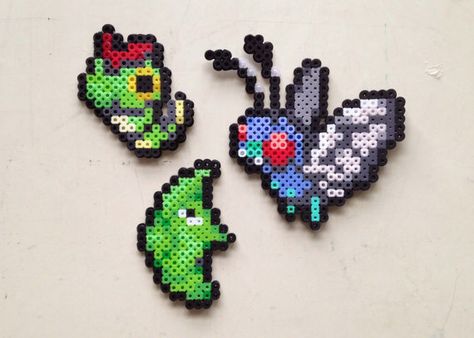 Caterpie  Metapod  Butterfree  Pokemon  Perler por MIZGVUSdesigns Butterfree Pokemon, Perler Beads Pokemon, Perler Bead Pokemon Patterns, Hama Beads Pokemon, Pokémon Perler, Perler Beads Ideas, Pokemon Perler, 151 Pokemon, Pokemon Bead