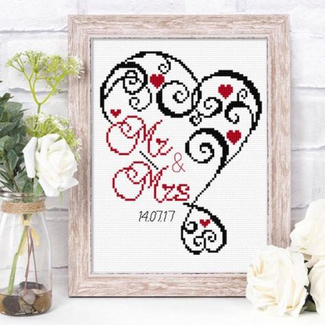 Wedding Sampler Cross Stitch, Stitch Silhouette, Cross Stitch Wedding, Stitch Wedding, Wedding Sampler, Cross Stitch Silhouette, Embroidery Clothes, Wedding Cross Stitch Patterns, Unique Cross Stitch