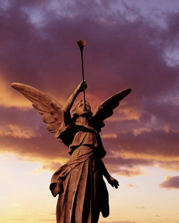 Angel playing a trumpet Gabriel Angel, Entertaining Angels, Angel Trumpet, Angel Statue, Night Circus, Photography Images, Angel Statues, Trumpets, Holy Family