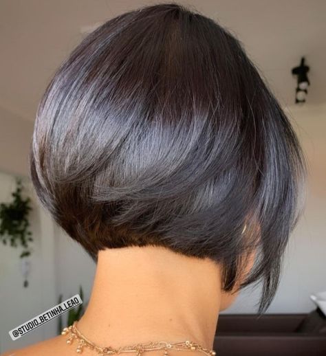 Short Bob Hairstyles Stacked, Short Bob Tapered Back, Bob Back View Short, Short Bob Back View Neckline, Beveled Bob Haircut, Short Bob For Fine Hair, Cute Bobs For Fine Hair, Very Short Bob Haircuts, Short Bobs Haircuts