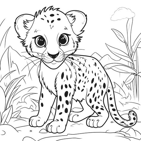 Cheetah Coloring Pages – Coloring corner Simple Cheetah Drawing, Cheetah Coloring Page, Cheetah Colouring Page, Christmas Tree And Dogs, Cheetah Laying Down Drawing, African Animals Coloring Pages, Africa Animals Coloring Pages, Winter Wolves, Dog Ice Cream