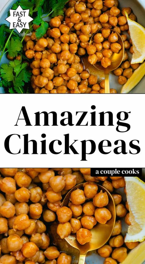 Here's how to cook canned chickpeas so that they taste amazing! This recipe transforms a bland can of beans into a meal in 5 minutes. #chickpeas #cannedchickpeas #easychickpearecipe #chickpearecipe Chickpea Recipes Easy, Garbanzo Bean Recipes, Nutritarian Diet, Winter Salad Recipes, Salad Dressing Recipes Healthy, Can Of Beans, Night Recipes, Tilapia Recipes, Chick Pea