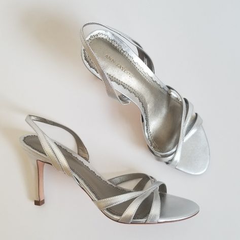 A Silver Finish Across The Toes And Ankle Strap Gives These Luxe Sandals A Boost Of Party-Perfect Sparkle. Padded Leather Footbed. Leather Sole. There Are Tiny Marked On Leather From Trying On. Excellent Condition Silver Heels Aesthetic, Prom Shoes Silver, Prom Aesthetic, Shoes Prom, Heels Aesthetic, 90s Inspired Outfits, Silver Sandals, Prom Outfits, Wedding Heels