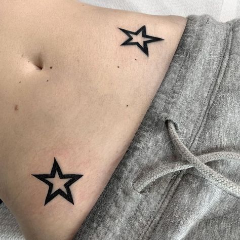 Star Waist Tattoo, Cutie Mark Tattoo, Scene Tattoos, Deftones Tattoo, Star Tattoos For Men, Scene Tattoo, Waist Tattoos, Torso Tattoos, Mark Tattoo