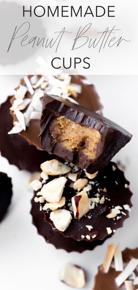 Looking for an easy chocolate and peanut butter dessert? These copycat Reese’s mini peanut butter cups are a healthier homemade treat and are SO GOOD! Made with just 6 simple ingredients, they’re the perfect bite-sized, no-bake treat. Mini Peanut Butter Cups, Peanut Butter Dessert, Peanut Butter Cups Recipe, Healthier Treats, Homemade Peanut Butter Cups, Simple Dessert, Chocolate And Peanut Butter, Homemade Muffins, Peanut Butter Desserts