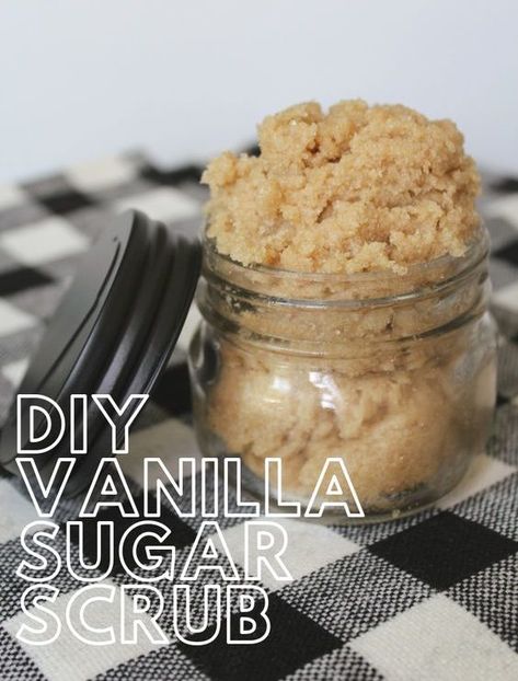 Vanilla Scrub Diy, Vanilla Body Scrub Recipe, Vanilla Sugar Scrub Recipe, Vanilla Sugar Scrub Diy, Sugar Wax Recipe Diy, Vanilla Brown Sugar Scrub, Vanilla Sugar Scrub, Sugar Wax Recipe, Sugar Scrub Homemade Recipe