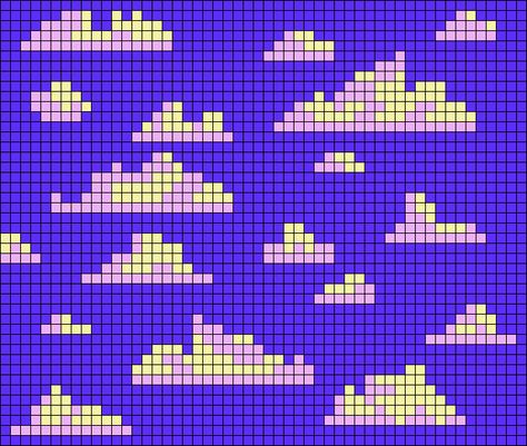 Variations On A Cloud, Clouds Alpha Pattern, Cloud Alpha Pattern, Crochet Graphs, Grid Patterns, Acnh Design, Pixel Image, Alpha Pattern, Grid Pattern