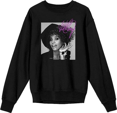 50% Cotton, 50% Polyester Pull On closure Machine Wash CUSTOM DESIGN: A grayscale photo of Whitney Houston’s face decorates the front of this sweatshirt while purple letters spell out her logo. Fans of the singer and actress will love this fun custom design. LONG SLEEVE: Long sleeves will keep you warm and cozy in this sweatshirt as you exercise with a jog through the park, take care of errands on a chilly day, or relax at home jamming out to your favorite Whitney Houston songs. Purple Letters, Grayscale Image, Hoodies Men Style, Long Sleeve Graphic Tee, Whitney Houston, Cozy Sweatshirts, Graphic Hoodies, Black Long Sleeve, Hoodie Fashion