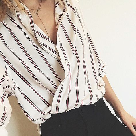 Even one of your "work" tops can become after-hours appropriate with this trick. It's a great way to switch up your style for happy hour. Black And White Outfit, Popsugar Fashion, Old Shirts, Boyfriend Jean, Fashion Blogger Style, Work Tops, Inspired Outfits, Work Wardrobe, Looks Style