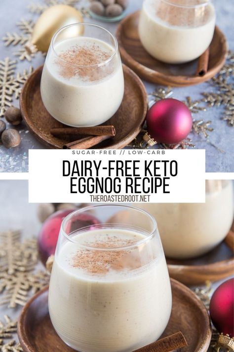 Dairy Free Eggnog Recipe, Healthy Eggnog Recipe, Vegan Eggnog Recipe, Keto Eggnog, Coconut Milk Whipped Cream, Dairy Free Egg Nog, Vegan Eggnog, Keto Cocktails, Keto Drinks