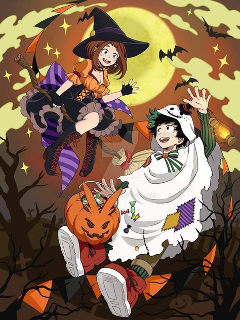 Mha Halloween, Deku X Uraraka, Tous Les Anime, Bakugou Manga, Anime Halloween, Burn Book, Academia Wallpaper, Japon Illustration, Ochako Uraraka