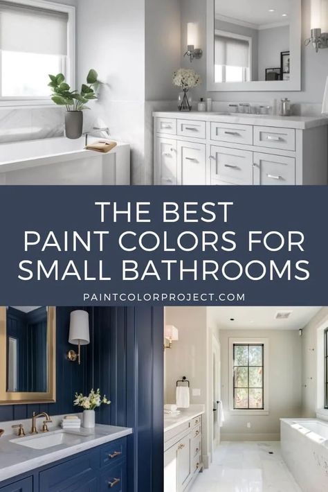 Need to make your small bathroom feel bigger? I’ve got you covered. Read my guide to the best paint colors for small bathrooms. These colors can transform your space into something fresh and inviting. Behr Small Bathroom Paint Colors, Color To Paint Small Bathroom, Good Paint Colors For Bathrooms, Bathroom Wall Colors Farmhouse, Paint Colors To Brighten A Small Bathroom, Small Restroom Color Ideas, Single Color Bathroom, Gorgeous Small Bathrooms, Bathroom Paint Colors White Cabinets