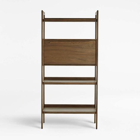 Tate Bookcase Bar + Reviews | Crate and Barrel Crate And Barrel Tate, Bar Bookshelf, Bookcase Bar, Wide Bookcase, Walnut Bookcase, Barrel Bar, Bookcase Desk, Modern Bookshelf, Bar Storage