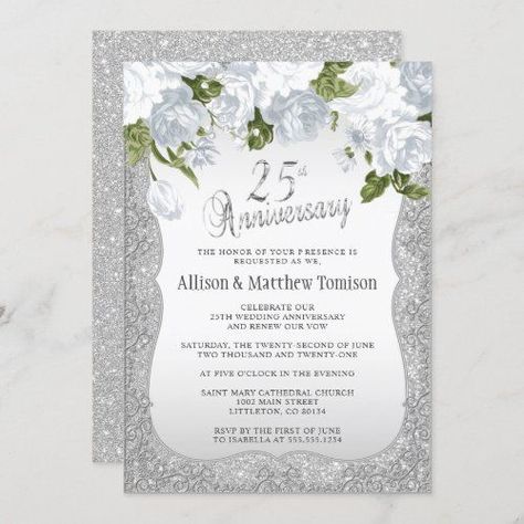 25th Wedding Anniversary Invitations, Wedding Anniversary Party Invitations, Anniversary Diy, Anniversary Party Invitations, Sunflower Wedding Invitations, Burgundy Wedding Invitations, Monogram Wedding Invitations, Silver Wedding Anniversary, Wedding Anniversary Invitations