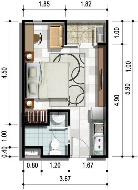 Hotel Room Plan, Hotel Room Design Plan, Small Hotel Room, Small Apartment Layout, Small Apartment Plans, Apartemen Studio, Studio Apartment Floor Plans, Hotel Floor Plan, Hotel Floor