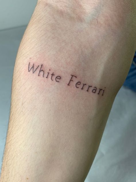 White Ferrari Tattoo, White Ferrari Frank Ocean Tattoo, Ferrari Tattoo, Frank Ocean Tattoo, Rib Tattoos For Guys, Ocean Tattoo, White Ferrari, Ocean Tattoos, Petite Tattoos