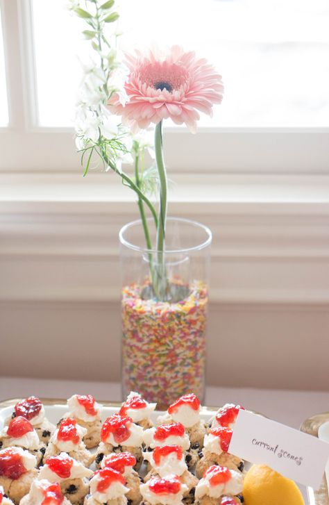 Baby Girl Sprinkle Sprinkle Flower Centerpiece, Sprinkle Flower Vases, Sprinkle Centerpiece Ideas, Baby Sprinkle Girl Theme, Sprinkle Centerpieces, Baby Girl Sprinkle Ideas, Sprinkle Decor, Brunch Bites, Balloons Rose Gold